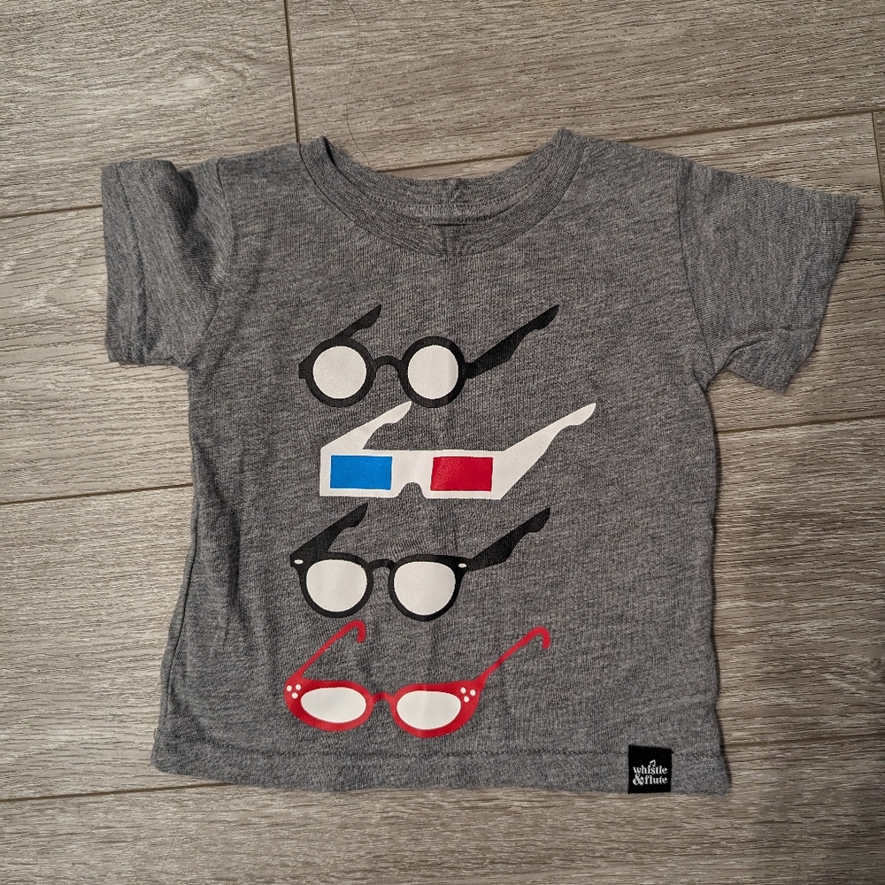 Whistle and flute glasses t shirt 12-18 months